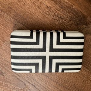 Black and white geometric clutch/card case with snap closure